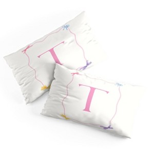 Deny Designs King April Lane Art Simple Bow Monogram T Microfiber Printed Pillow Sham - 1 of 3