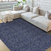 Acekool 5x7 Machine Washable Rug, Modern Non-Slip Minimalist Area Rug, Stain Resistant, Foldable Neutral Accent Carpet for Living Room, Black - 3 of 4