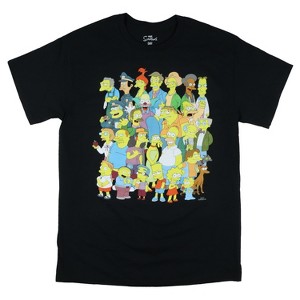 Seven Times Six The Simpsons T-Shirt Men's Group Photo Character Short Sleeve Graphic Tee Black - 1 of 4