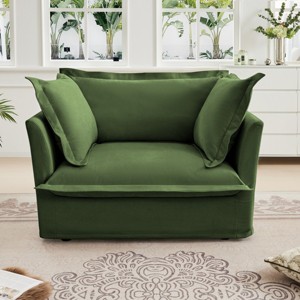 Modern Chenille Fabric Single Sofa With 1 Big Back Cushion And 2 Big Pillows,Single Couch,Slipcovered Chair-Maison Boucle - 1 of 4