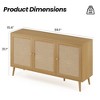ChicFurnit Utility Storage Cabinets 3 Doors Rattan Storage Cabinet Floor Cabinet Accent Cabinet for Home Living, Beige, 65"*21"*6" - 4 of 4