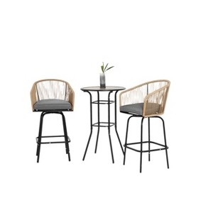 Maliang 3pcs Outdoor Bar Set, Patio Bar Table and Chairs Set, Bar Height Patio Set, Gray - 1 of 4