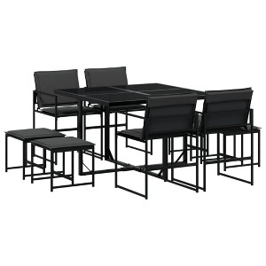 vidaXL Patio Dining Set with Cushions Garden Outdoor Furniture Black Textilene - 1 of 4