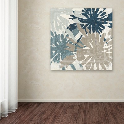 Large Blue and Tan Abstract Canvas Print for Kids' Nursery