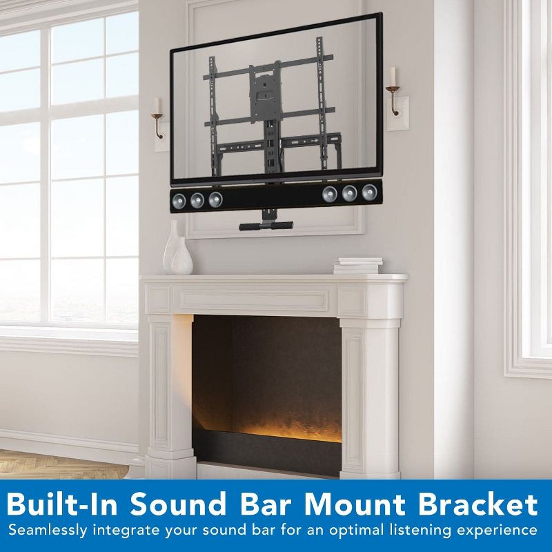 Mount-It! Height Adjustable Fireplace TV Mount | Fits 42" - 65" TVs | 62 Lbs. Weight Capacity | Black, 3 of 10