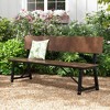 Costway 1/2 PCS 4-Person Bench with All-Weather HDPE Seat & Back Heavy-Duty Metal Support Brown - 4 of 4