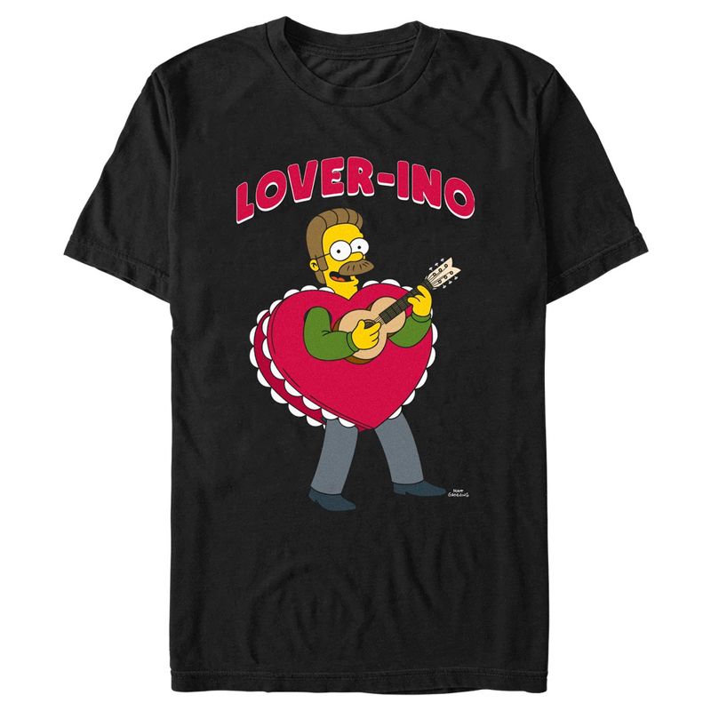 Men's The Simpsons Valentine's Day Ned Flanders Lover-ino T-Shirt, 1 of 6