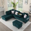 MAYEERTY 94.5 Inch L-Shaped Sectional - Solid Wood & Iron Frame, Storage Ottoman, Built-in Cup Holders - 3 of 4