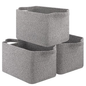 Aoibox Woven Cotton Rope Storage Baskets Decorative Organizer Cubes for Shelves Toys Towels Books Grey 3 Pack 13x10x8.6 - 1 of 4