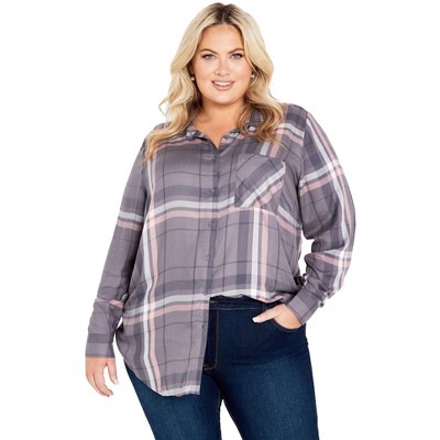 Avenue Women's Plus Size Kylee Plaid Shirt