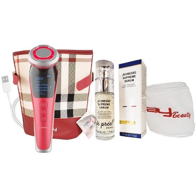 LINSAY Rejuvenation-Lifting  Device EMS Technology Warm/Cool LED Face Massage Super SPA Bundle with Potent Anti-Aging Serum USB Cable Headband & Bag