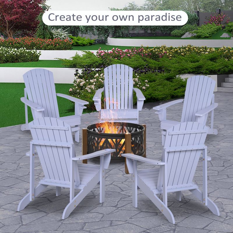 Outsunny Wooden Adirondack Chair Outdoor Classic Lounge Chair with Ergonomic Design & a Built-In Cup Holder for Patio Deck Backyard Fire Pit, 6 of 12