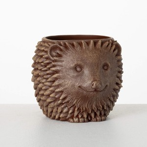 Sullivans 5" Brown Outdoor Hedgehog Planter, Resin - 1 of 3