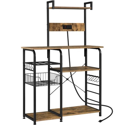 Yaheetech 4 Tier 55 Kitchen Baker S Rack With Power Outlet Rustic   GUEST 232cd2f4 2b2a 4645 805f 42c0a45b2e3d