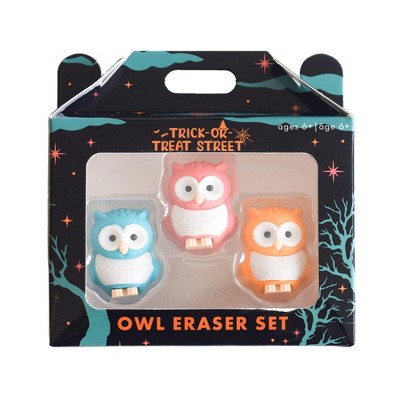 Daydream Society - Trick or Treat Street Halloween or Back to School Owl Erasers - Pack of 3 Erasers