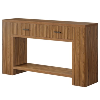 Resenkos Wood Console Table, Stylish Entryway Table, Storage-Friendly Sofa Table with Drawers, Perfect Living Room Accessory, Brown