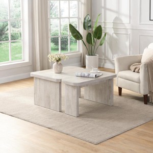 Nesting L Shape Coffee Table Set,Modular 2-Piece Detachable Tables for Living Room Garden,47.4'' & 35.4''-Baofuwish - 1 of 4