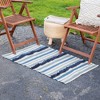 Northlight 3.5' x 2.25' Blue, Cream and Black Striped Handloom Woven Outdoor Accent Throw Rug - 3 of 4