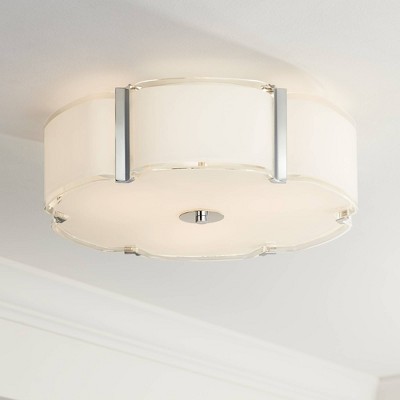 18" Chrome and Glass Drum Modern Ceiling Light