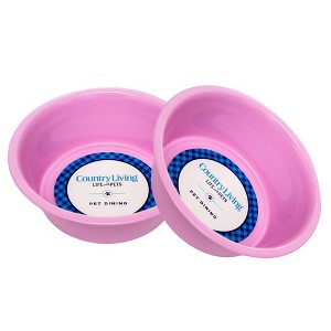 Country Living Set of 2 Coated Stainless Steel Heavy-Duty Dog Bowls – Available in 3 Colors (32oz Each) - 1 of 4