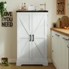 USIKEY Farmhouse Pantry Cabinet, Storage Cabinet with Barn Doors, Kitchen Pantry Cabinet with 2 Adjustable Shelves, Tall Cabinet for Kitchen, White - 3 of 4