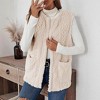 Women's Plush Pocket Vest Sleeveless Top Open Front Cardigan with Side Pockets - 2 of 4
