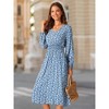 Seta T Women's Fall Casual Long Sleeve V Neck Midi Floral Boho Flowy Dress - 2 of 4