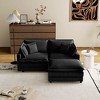 Modular Corduroy Deep Seat L-Shaped Sectional Sofa with 4 Pillows and Removable Ottoman for Living Room, Bedroom, or Apartment - 2 of 4
