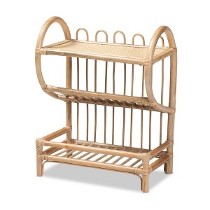 25.8" Liroa Rattan 2 Tier Display Shelf Natural/Brown - bali & pari: Handwoven, Compact Design - 1 of 4