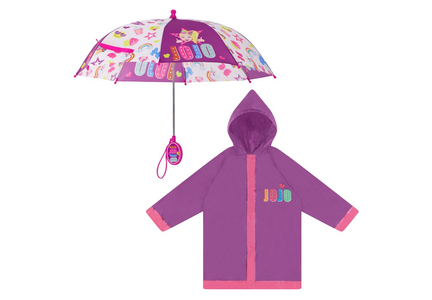 JoJo Siwa Kids Umbrella and Raincoat Set, Rain Wear for Girls Ages 6-7 — фото 1