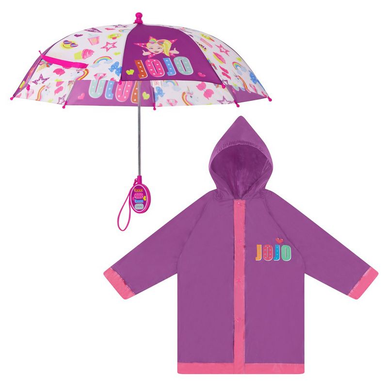 JoJo Siwa Kids Umbrella and Raincoat Set, Rain Wear for Girls Ages 4-5