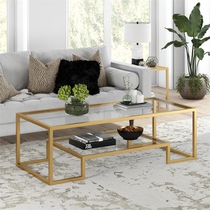 54" Brass Finish Coffee Table - Henn&Hart - 1 of 4