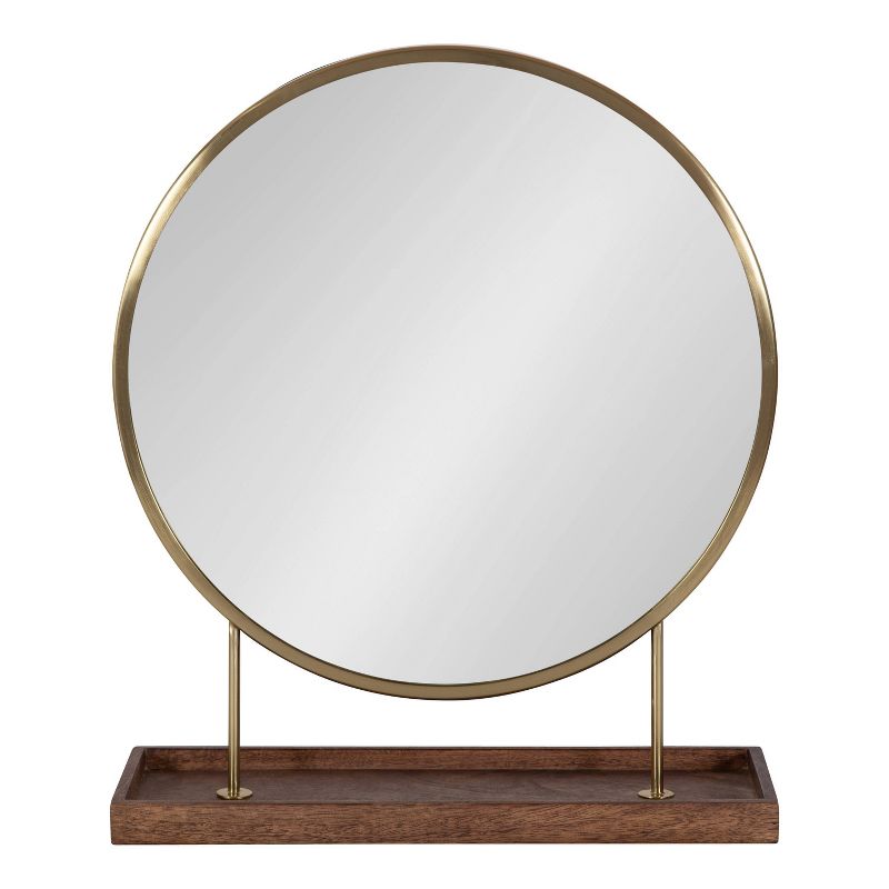 18&#34; x 22&#34; Maxfield Round Tabletop Mirror Gold/Walnut Brown - Kate &#38; Laurel All Things Decor, 3 of 9