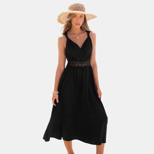 Women's Elegant Black Maxi Dress for Beach Getaways - Cupshe - 1 of 4