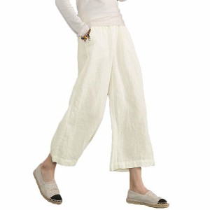 ECUPPER Womens Cotton Cropped Pants Loose Fit Wide Leg Capri Casual Plus Size Elastic Waist Trousers - 1 of 4