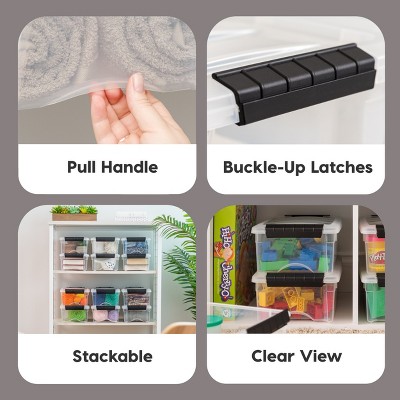 Clear Stackable Plastic Storage Bins with Secure Lids, 5.75qt, 10 Pack