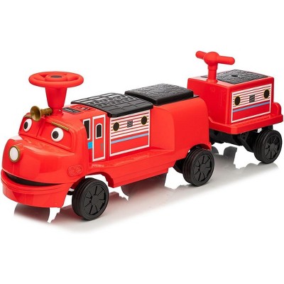 12V Ride on Train Trackless,Licensed by CHUGGINGTON Kids Train Include 1 Locomotive and 1 Carriage w/Height-Adjustable Seat