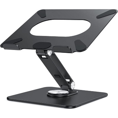 Attop Laptop Stand with 360 Rotating Base, Adjustable Notebook Riser Holder Compatible with10-15.6" Laptops (Black)