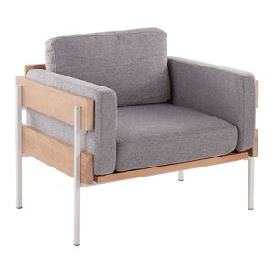 CAVINAS Polyester Accent Chair with Mid-Height Back and Wood Panel,Cozy Upholstered Living Room Chairs,Reading Chairs for Living Room - 1 of 4
