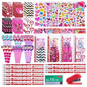 Joyfy 28 Packs Valentine's Day Stationery Set with Gift Card for Kids, Pencils, Rulers, Notebook and Stickers for Classroom Exchange - 1 of 4