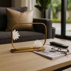 Decorative Metal Statue with Stone Detailing for Home Decor - Elegant Ornaments Perfect for Office Styling, Shelf, and Office Decor - 1 of 4