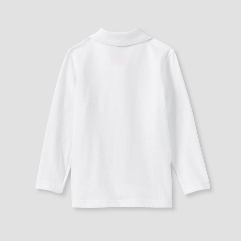 Toddler Boys' Adaptive Long Sleeve Polo Shirt - Cat & Jack™ White, 2 of 4