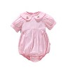 MyKids-USA Baby Girl Solid Color Cherry Embroidered Design Puff Sleeved Onesies - 4 of 4