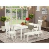 HomeStock 5-Piece Rectangle Linen White Finish Solid Wood Top Dining Table with 2 Benches, 2 Chairs - 2 of 4
