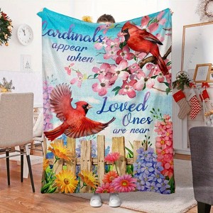 Lomsoe Cardinal Christmas Print Flannel Blanket - All Seasons Soft and Warm Throw Blanket for Bed, Napping, Camping, Travel, Office - 1 of 4