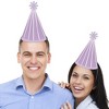 Big Dot of Happiness Purple Stripes - Cone Happy Birthday Party Hats for Kids and Adults - Set of 8 (Standard Size) - 2 of 4
