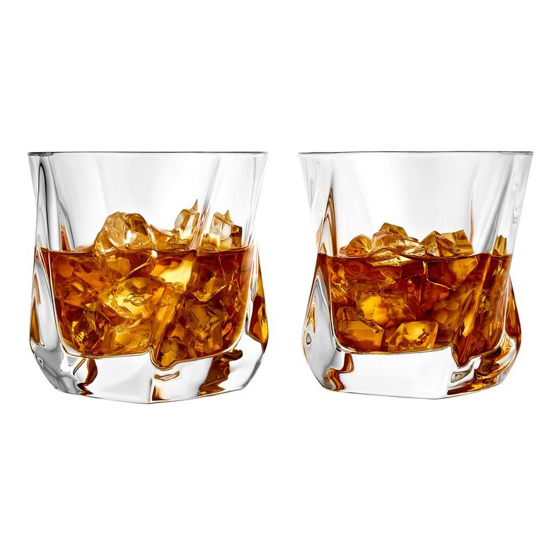 JoyJolt Aurora Crystal Whiskey Glasses - Set of 2 Old Fashioned Twisted Crystal Glass - 8.10 oz, 3 of 8