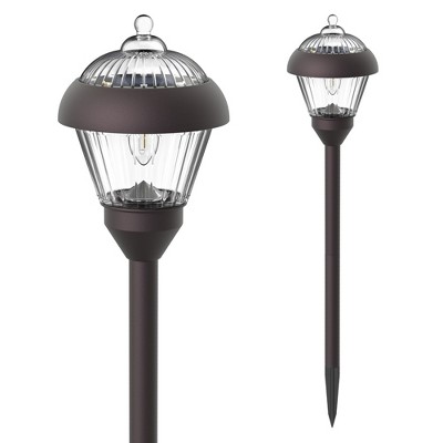 Gigalumi 2-Pack Bronze Metal Solar Pathway Lights, Waterproof Outdoor Garden Lights with Warm White LED Bulbs