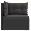 vidaXL Black Patio Corner Sofa with Cushions - Weather Resistant Poly Rattan Furniture with Steel Frame, Adjustable Seat, and Thick Cushions - 4 of 4
