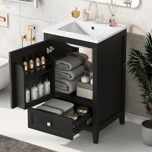 TOBILI 20" Bathroom Vanity with Sink, Bathroom Cabinet with Soft Closing Door, Storage Rack and A Drawer, Black - 1 of 4